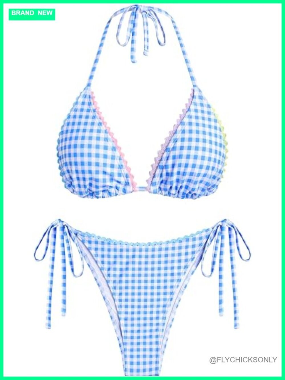Women's 2 Piece Bikini Set Halter Triangle Colorblock Striped High Cut